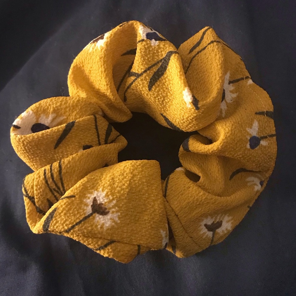Mustard Floral Scrunchie